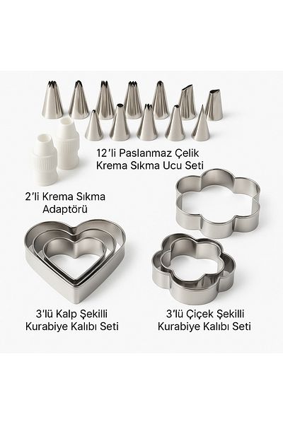 TARIK HOME 20 Piece Stainless Steel Cream Tip and Cookie Mold Set