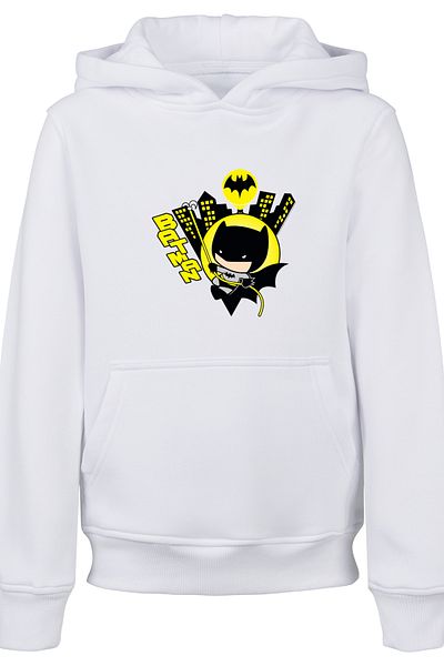 F4NT4STIC Kinder Chibi Batman Swinging -WHT with Basic Kids Hoody