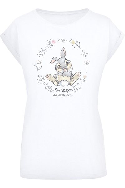 F4NT4STIC Damen Disney Bambi Thumper Sweet As Can Be-wht With Ladies Extended Shoulder Tee