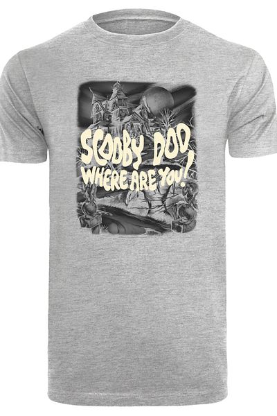 F4NT4STIC Herren Scooby Doo Scary Castle With T-shirt Round Neck