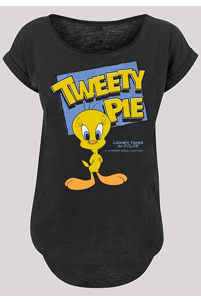 F4NT4STIC Damen Looney Tunes Classic Tweety Pie -WHT mit Ladies Long Slub Tee