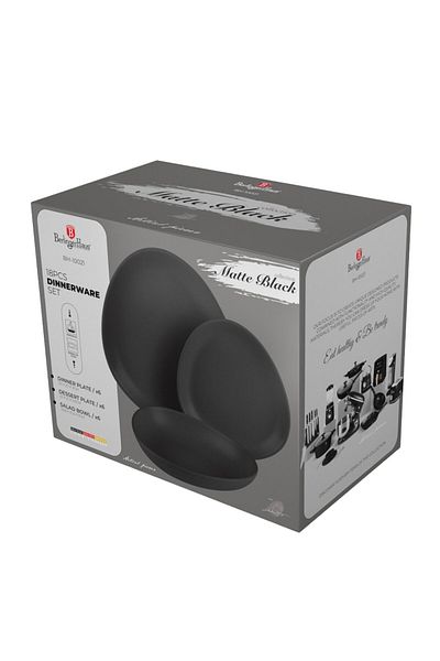 Berlinger Haus Set de farfurii negre mate, 18 piese, Bh 10021