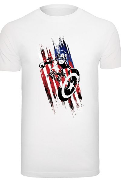 F4NT4STIC Herren Marvel Avengers Captain America Streaks -wht With T-shirt Round Neck