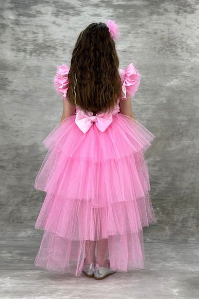 ABİYEKİDS Elsa Pink Katkat Tailed Style Children's Evening Dress Aby745