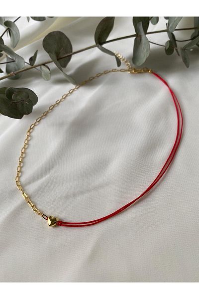 sabiha aksesuar Heart Detailed Plated Chain String Necklace