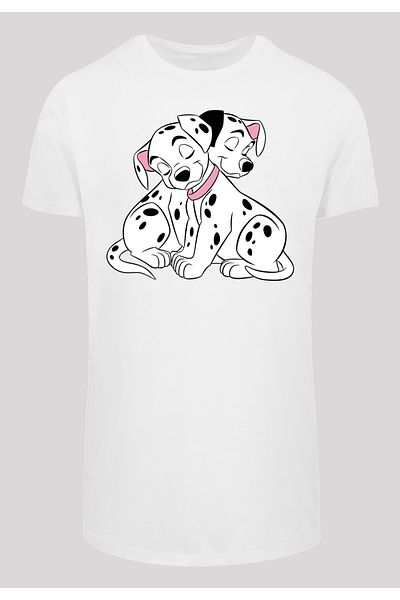 F4NT4STIC Herren Disney 101 Dalmatiner Puppy Love - weiß mit geformtem langem T-Shirt