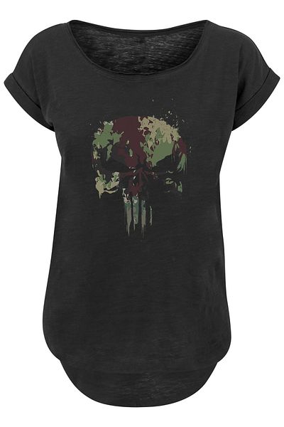 F4NT4STIC Damen Marvel Punisher Tv Camo Skull With Ladies Long Slub Tee