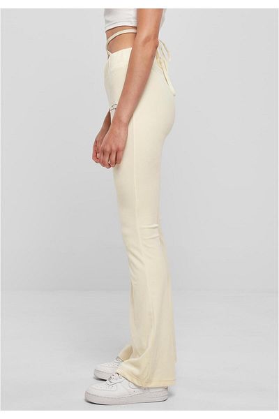 FUBU Damen Fw224-021-1 Signature Velours Flared Leggings Offwhite