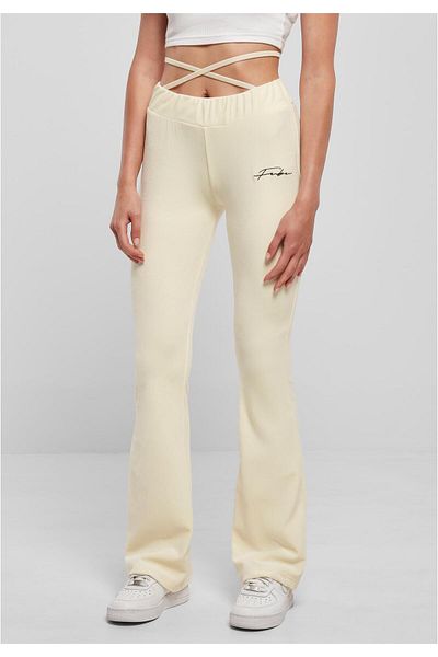 FUBU Damen Fw224-021-1 Signature Velours Flared Leggings Offwhite