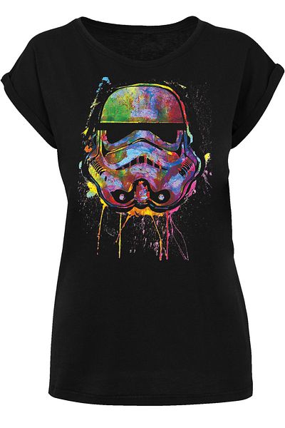 F4NT4STIC Damen Stormtrooper Paint Splats With Ladies Extended Shoulder Tee
