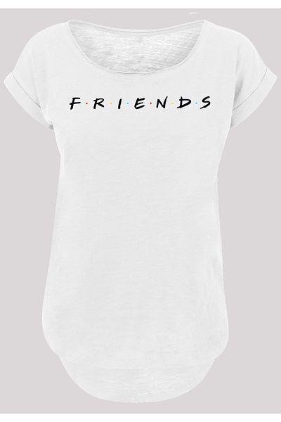 F4NT4STIC Damen Friends Text Logo -wht With Ladies Long Slub Tee