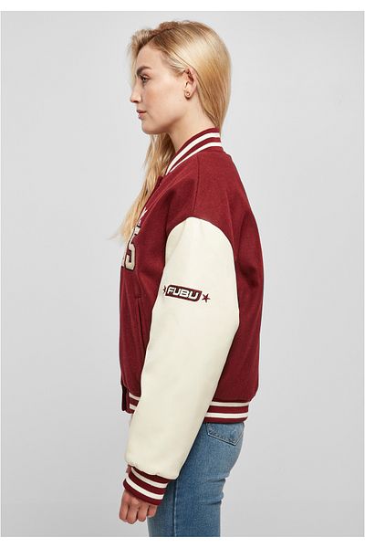 FUBU Damen Fw224-006-1 City 05 Varsity Jacket Bordeaux/offwhite