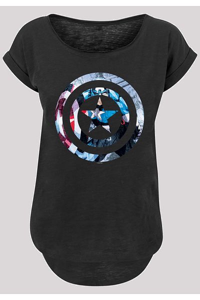 F4NT4STIC Damen Marvel Avengers Captain America Montage Symbol mit langem Slub-T-Shirt