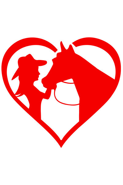 StoryGift Romania Sticker Adeziv 90CM Exterior cu o inimioara pentru iubitoarele de cai , Vinyl Rosu, 90 cm