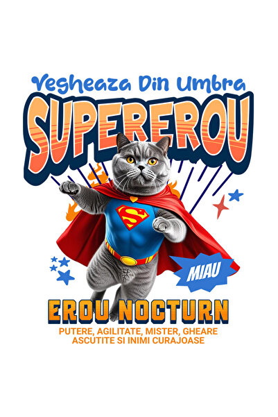 StoryGift Romania Sticker Cu British Shorthair Caine In Costum De Superman Cu...