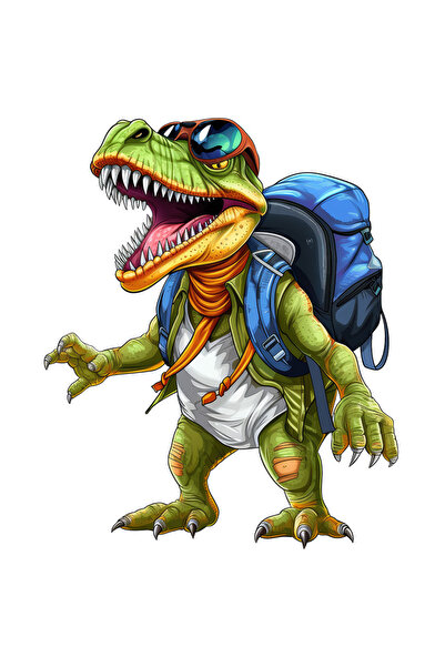 StoryGift Romania Sticker Eticheta 40CM cu un dinozaur explorator uimit, ilus...