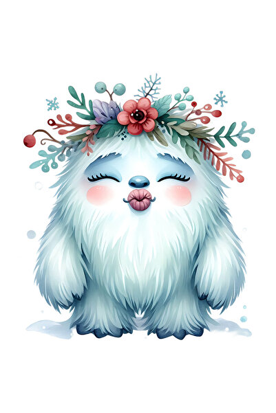 StoryGift Romania Sticker Eticheta 40CM cu Yeti care da un pupic, ilustratie,...