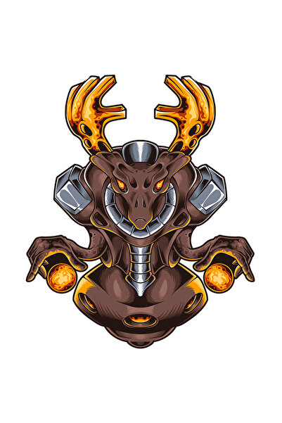 StoryGift Romania Sticker Eticheta 40CM Cu Extraterestru, Coarne, Robot, Sfere, Lava, Sci Fi, cu Margini Albe,