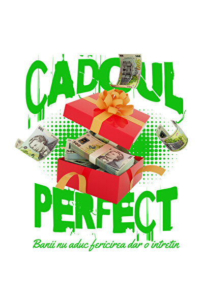 StoryGift Romania Sticker Eticheta 50CM cu Cutie rosie cu funda bani, bancnot...