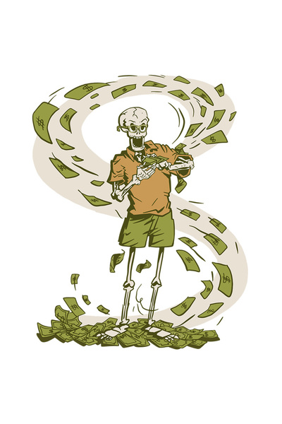 StoryGift Romania Sticker Adeziv 90CM Cu Schelet, Bani, Vant, Dolari, Ochelari, Oase, cu Margini Albe, PVC Viny