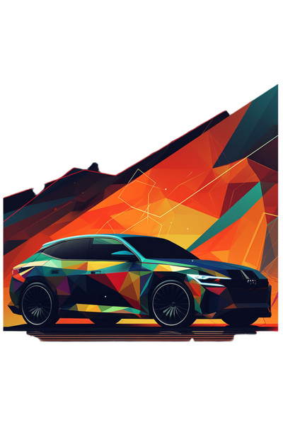 StoryGift Romania Sticker Eticheta 40CM cu Masina Sport Colorata, Audi, Arta Abstracta, Mozaic, Iubitori de Masi