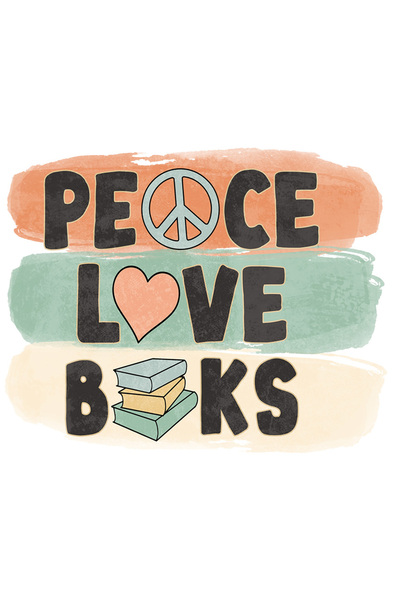 StoryGift Romania Sticker Eticheta 40CM cu mesajul "Peace, love, books", cart...