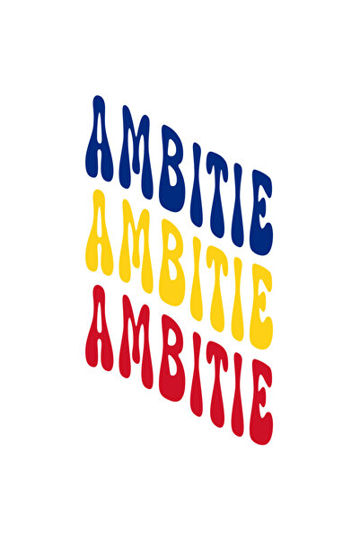 StoryGift Romania Sticker Autocolant 70CM Cuvantul Ambitie, in Culorile Steag...