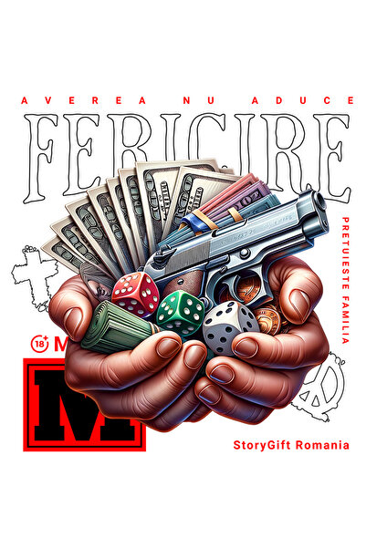 StoryGift Romania Sticker Autocolant 70CM Adeziv Averea nu aduce fericire, za...