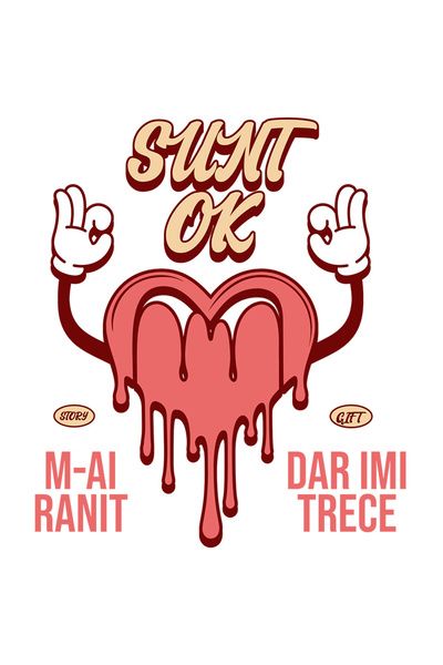 StoryGift Romania Sticker Eticheta 50CM cu Inima Curgatoare Semn Ok Text Sunt...