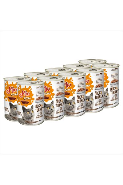 MİO Super Premium Cat Food ❤️complete Cat Food Adult Duck Turkey Pack Of 10 Cans Mio Cat 400g