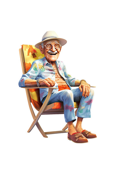 StoryGift Romania Sticker Autocolant 70CM cu un om in varsta care rade, ilust...