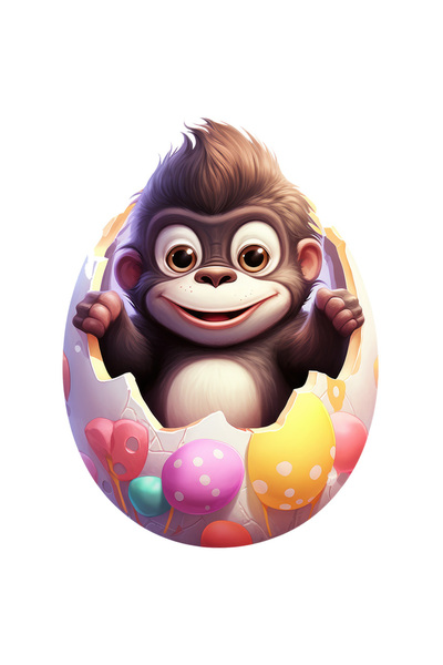 StoryGift Romania Sticker Cu Un Cimpanzeu Care Iese Dintr-un Ou, Ilustratie, ...