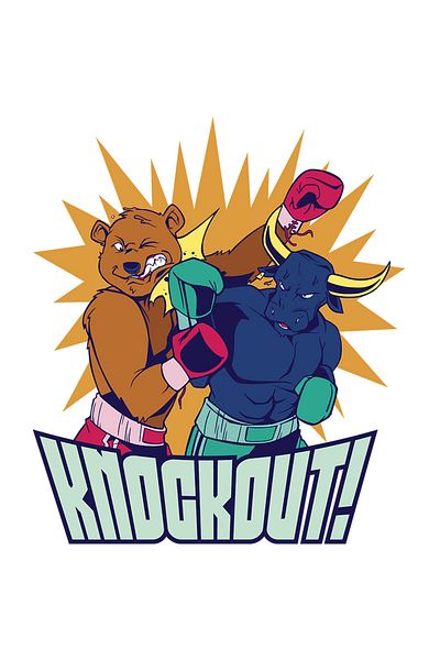 StoryGift Romania Sticker Eticheta 50CM Pentru Investitori si Pasionatii de Box Cu Mesajul Knockout in Bull si B