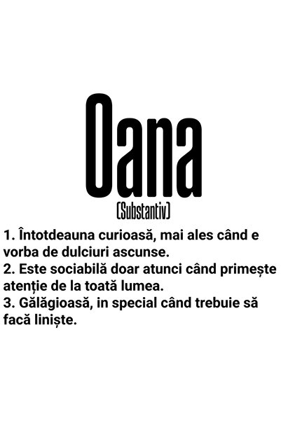 StoryGift Romania Sticker Eticheta 40CM Cu Numele Oana, si Mesaj Amuzant, Cur...