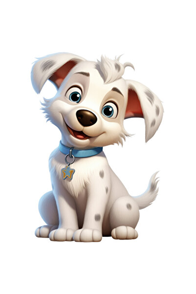 StoryGift Romania Sticker Cu Un Catel Jucaus, Ilustratie, Zgarda, Bucuros, As...