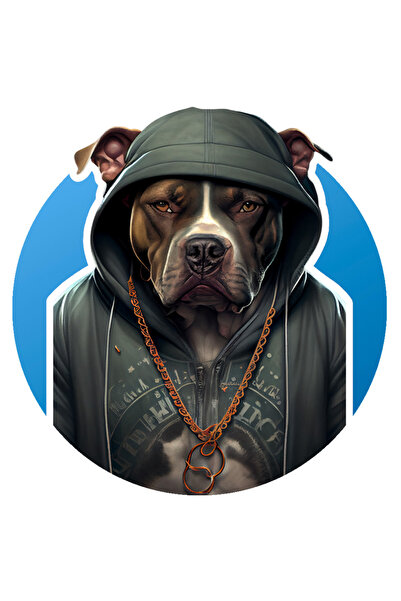 StoryGift Romania Sticker Autocolant 70CM Cu Pit Bull American, Catel, Hanorac, Jacheta, Lant, cu Margini Albe,