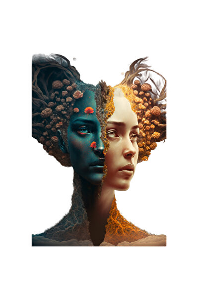 StoryGift Romania Sticker Eticheta 40CM Cu Portret Fantasy, Fata, Dual, Flori...