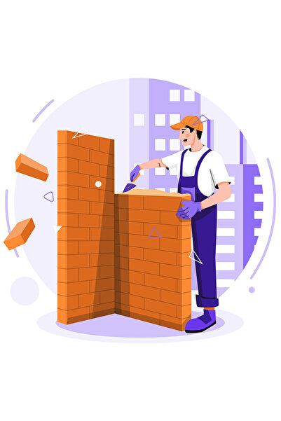 StoryGift Romania Sticker Adeziv 90CM Cu Santier, Zid, Caramida, Muncitor, cu Margini Albe, PVC Vinyl 90 cm