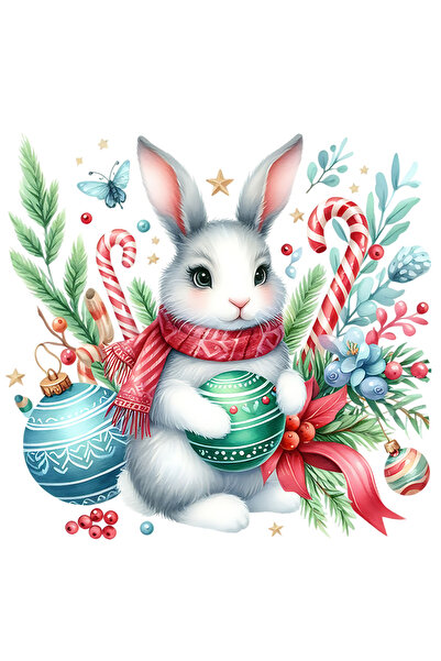 StoryGift Romania Sticker Adeziv 90CM cu un iepuras, ilustratie, globulete pe...