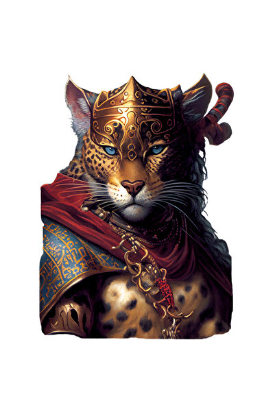 StoryGift Romania Sticker Autocolant 70CM Cu Leopard, Luptator, Armura, Aur, ...