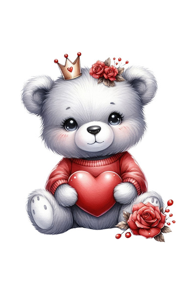 StoryGift Romania Sticker Autocolant 70CM cu un ursulet care tine o inima in ...