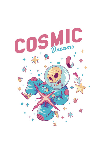 StoryGift Romania Sticker Autocolant 70CM Personalizata Schelete Astronaut, cu Mesajul in Engleza Cosmic Dreams,