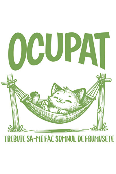 StoryGift Romania Sticker Eticheta 40CM Adeziv Pisica stand in hamac, TEXT OC...