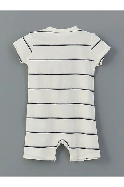 LC Waikiki Ecru Crew Neck Baby Boy Combed Cotton Jumpsuit