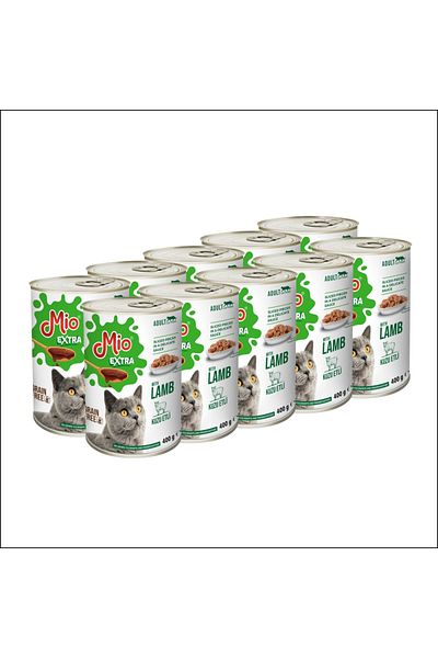 MİO 10 canned cats ❤️400g Mio Extra Cat Wet Food Super Premium Cats⭕ Adult cat food lamb