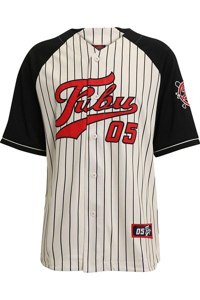 FUBU Herren Fm231-008-1 Varsity Baseball-Shirt mit Nadelstreifen
