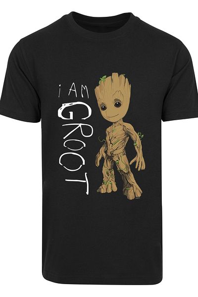 F4NT4STIC Herren Marvel Guardians of the Galaxy I am Groot - Weiß mit T-Shirt Rundhals