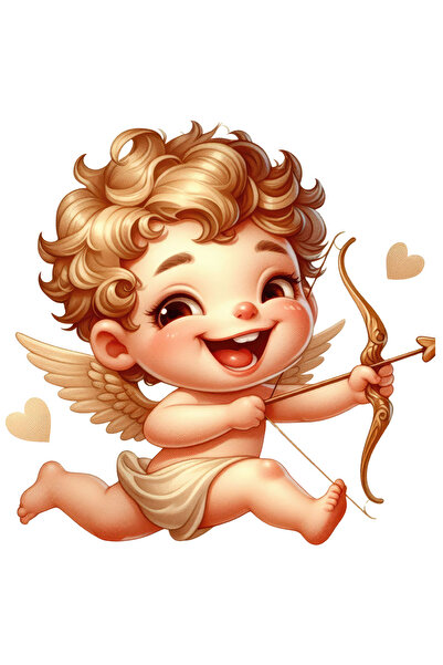 StoryGift Romania Sticker Eticheta 40CM cu un bebelus Cupidon care trage cu arcul, ilustratie, inimi, aripi, ale