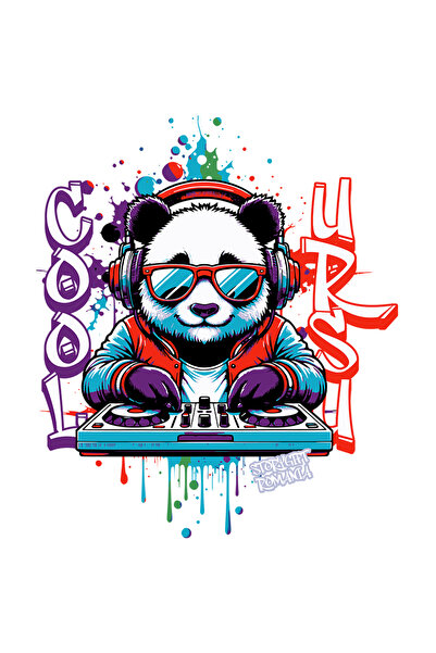StoryGift Romania Sticker Eticheta 50CM Adeziv ursul cool dj panda ochelarii ...