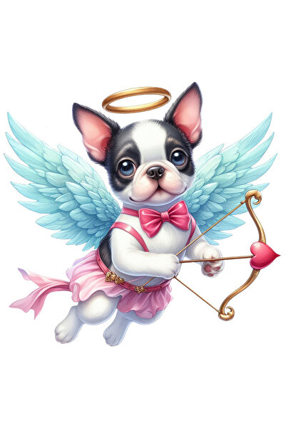 StoryGift Romania Sticker Cu O Catelusa Surprinsa Care Trage Cu Arcul, Ilustratie, Valentine's Day, Sageata